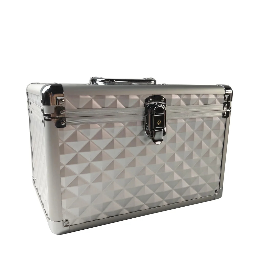 Женский Профессиональный серебристый клетчатый большой алюминиевый чехол для