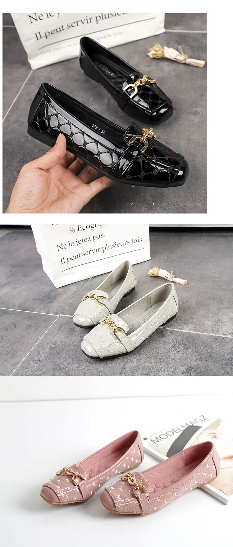 Zapatos de mujer de moda/ г. Женская обувь на плоской подошве осенние Лоферы женская обувь на плоской подошве женская обувь из лакированной кожи с мягкой подошвой
