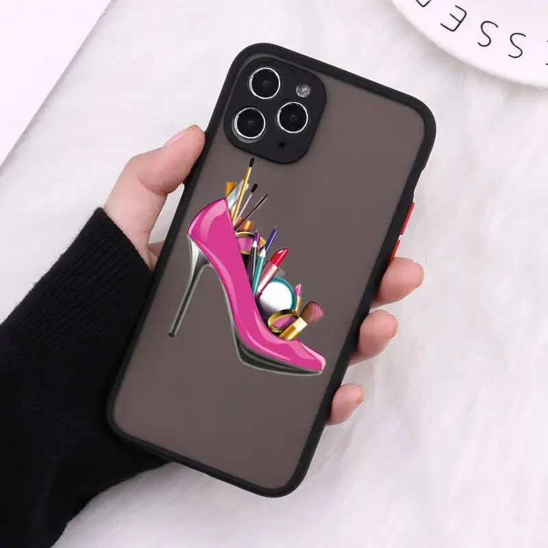 

Cosmetic lipstick nail polish Phone Cases Matte Transparent For iPhone 12 Mini 11 Pro XR XS Max 7 8 Plus