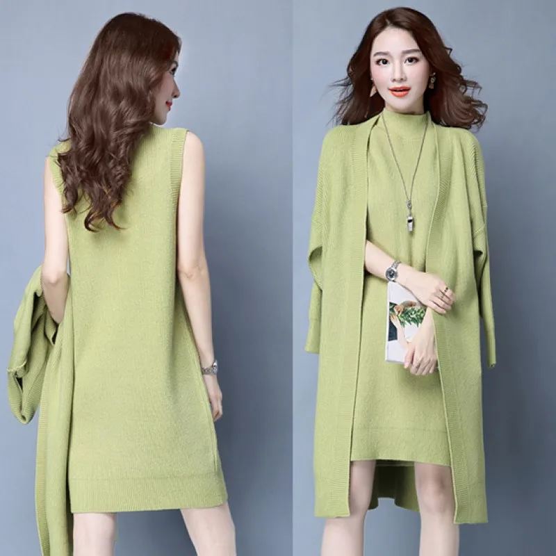 Женская мода в Корейском стиле комплект из 2 предметов свитер женские вязаные