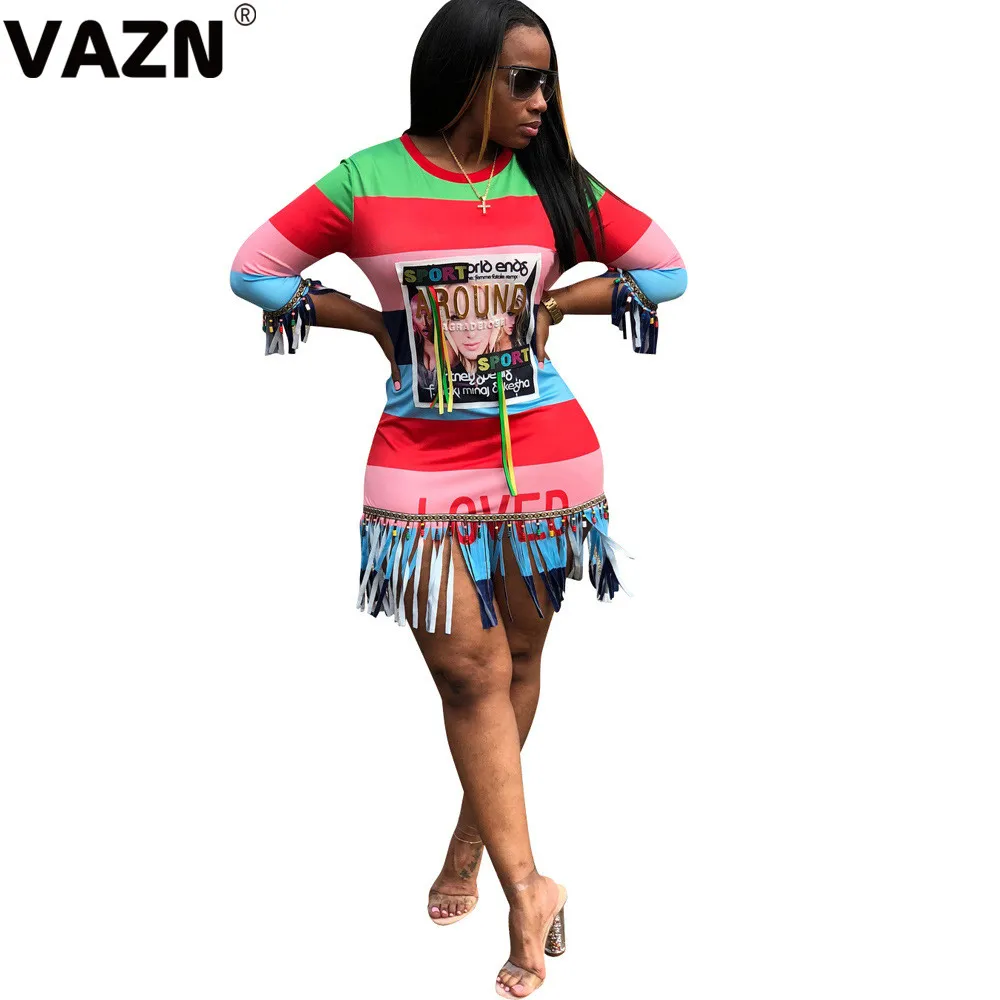 Женское прямое мини платье VAZN повседневное в полоску с коротким рукавом и