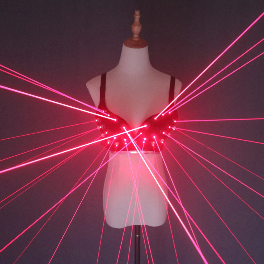 Fashion Red Laser Luminous Sexy Lady Bra Show Stage Costumes For Singer Dancer Nightclub Performers |