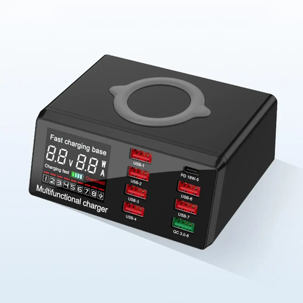 Беспроводное зарядное устройство QC3.0 с 8 USB портами и поддержкой быстрой зарядки