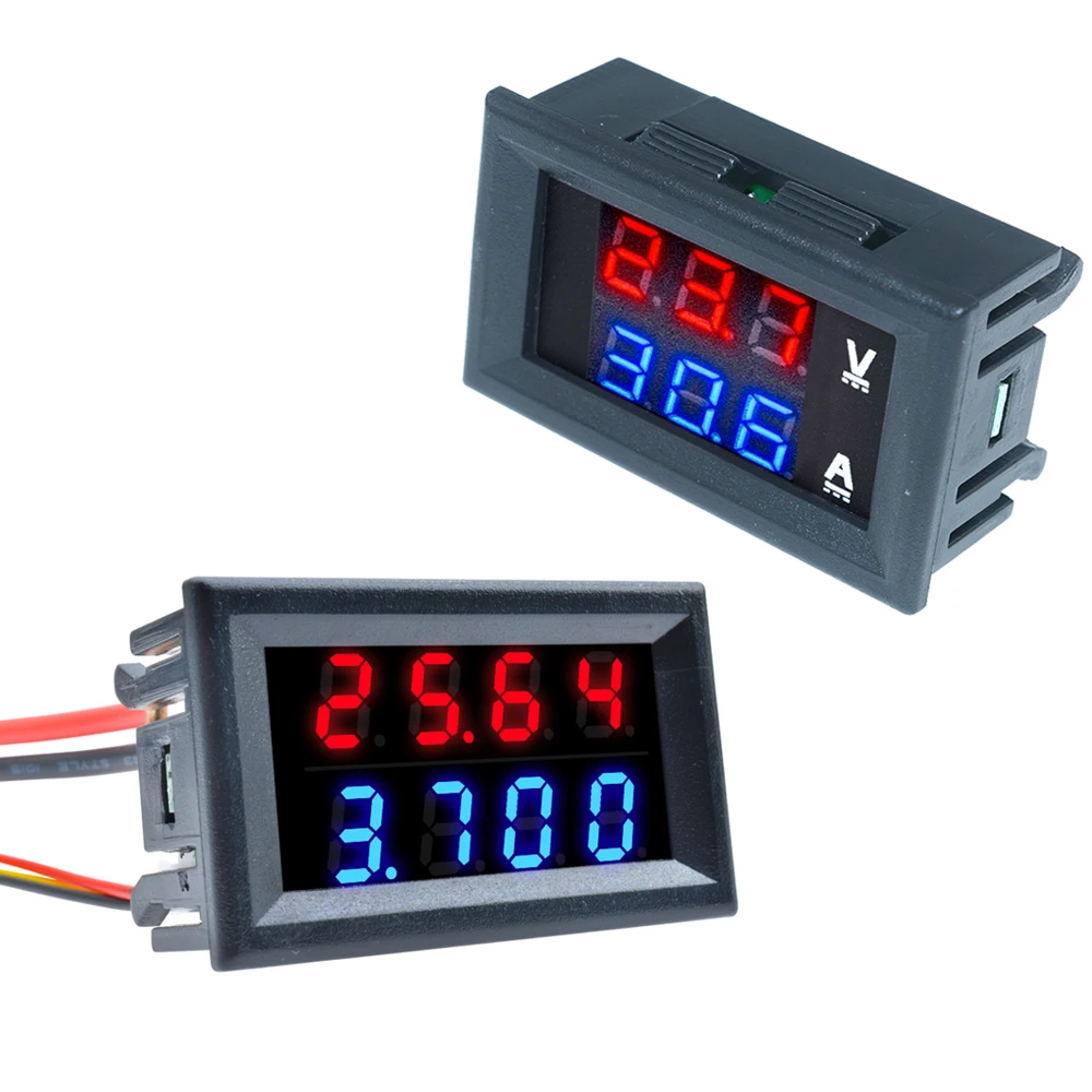 Mini voltímetro Digital de 5 cables, 0,28 ''CC 0-100V 10A, amperímetro, voltímetro, medidor de corriente de voltaje, Panel de prueba, pantalla LED Dual, cc 5V