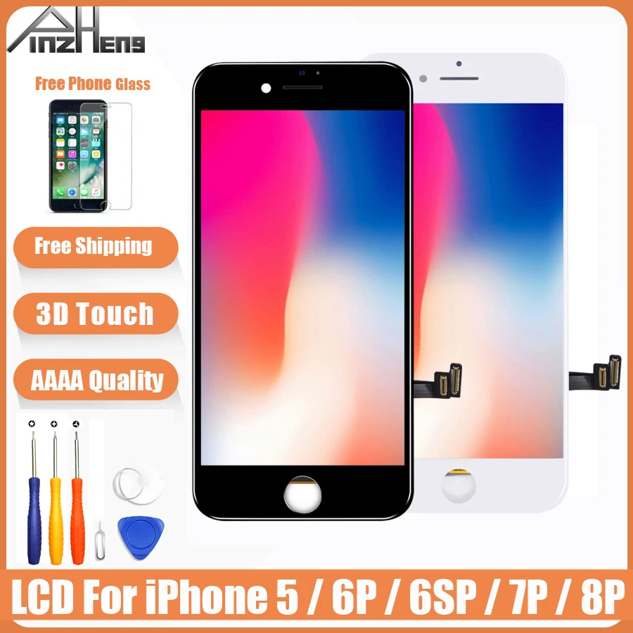 AAAA ЖК-экран для iPhone 5, 6, 6 S, 7, 8 Plus, ЖК-дисплей в сборе, дигитайзер, без битых пикселей, с 3D сенсорной заменой, ЖК-дисплей