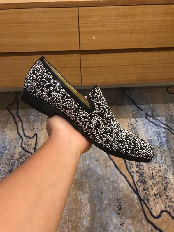 Роскошные Дизайнерские лоферы мужская обувь свадебные вечерние туфли стразы со