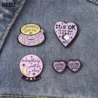 Женский значок на лацкан, фиолетовая кружка кофе с надписью It's Ok, металлическая брошь с эмалью