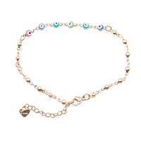 304 stainless steel women chain anklet gold color at random 6 round eyes anklet fashion gifts about 22cm8 58 long 1 piece
