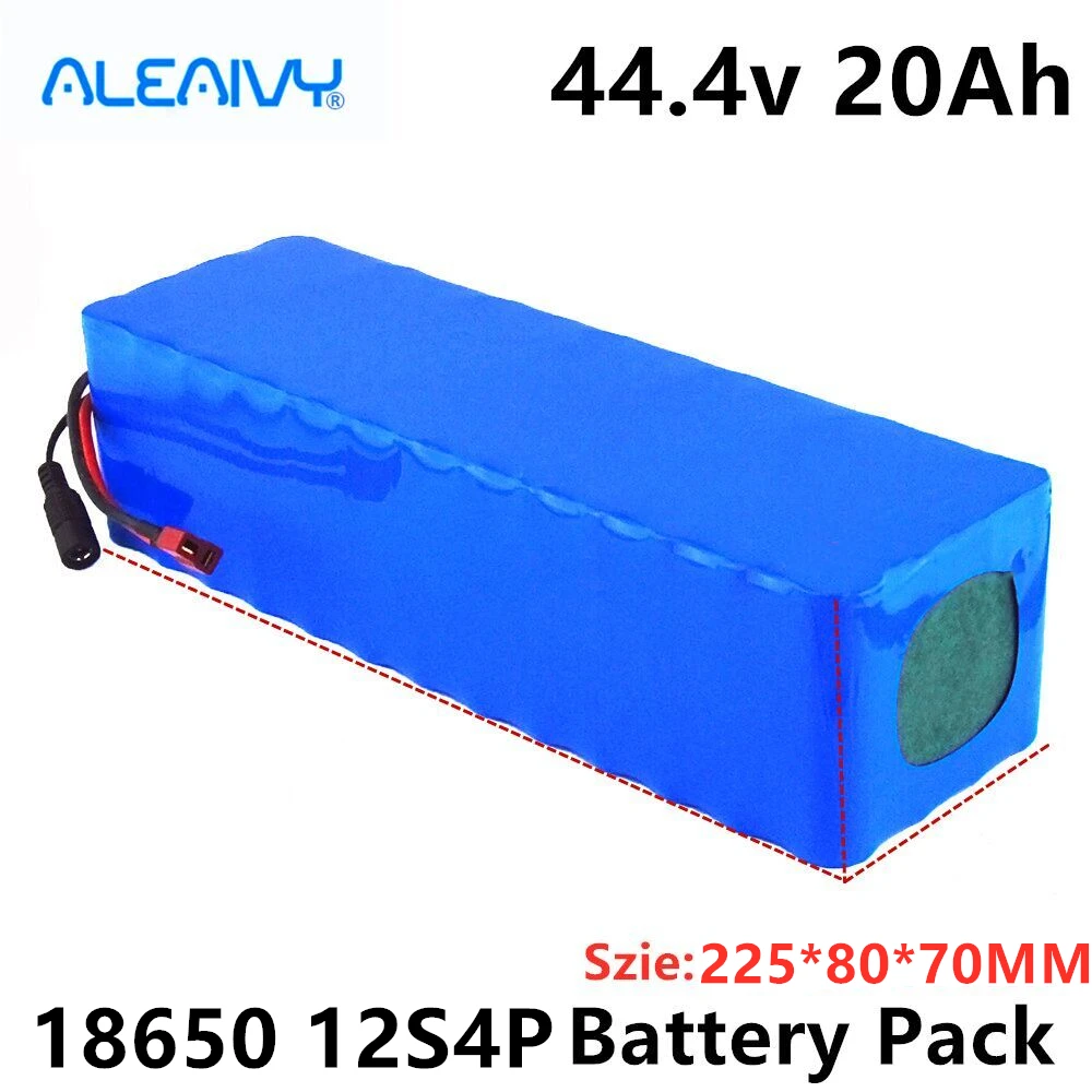 

Aleaivy 44.4V 12S4P 20Ah 50.4V 18650 lithium battery pack for ebike electric car bicycle scooter wheelbarrow With balance 30A B