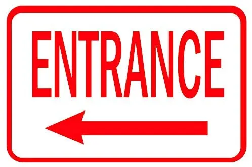

Entrance Sign with Left Arrow Post Sign for Driveway for Outdoor & Indoor Metal Sign 8X12 Inches