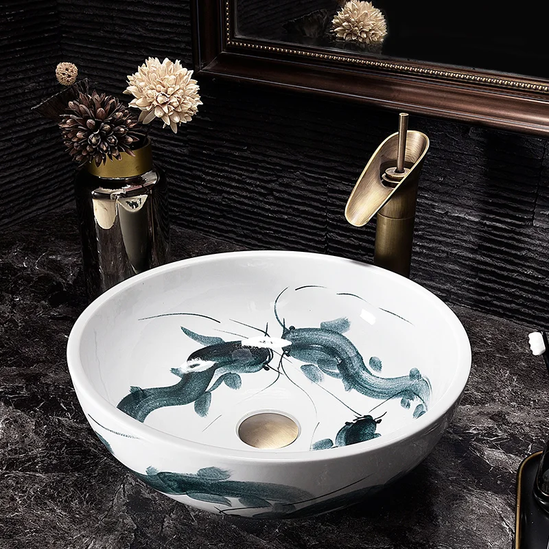 Китайское украшение керамическая живопись художественная раковина для ванной
