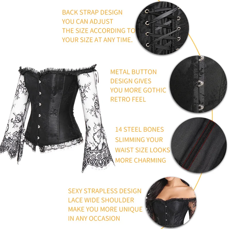 Готический Корсет Бюстье для танцев комплекты из топов с платье Винтаж Gorset