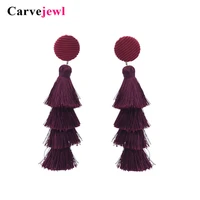 carvejewl earrings bohemian tassel earrings cotton exaggerated 4 layers long drop dangle tassel earrings for women jewelry gift