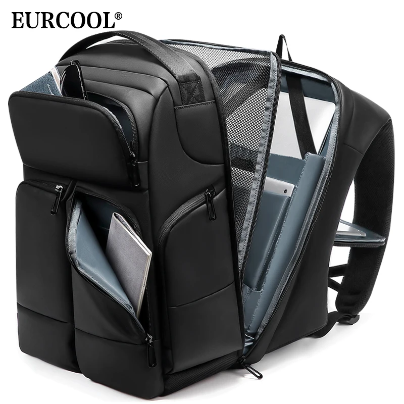 Мужской Дорожный рюкзак EURCOOL черный вместительный водонепроницаемый с