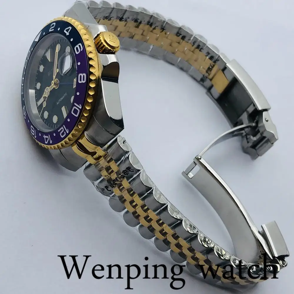 40mm Bliger Men's Top Luxury GMT Mechanical Watch Sapphire Glass Titanium Bezel Black Dial Date Luminous Automatic | Наручные часы