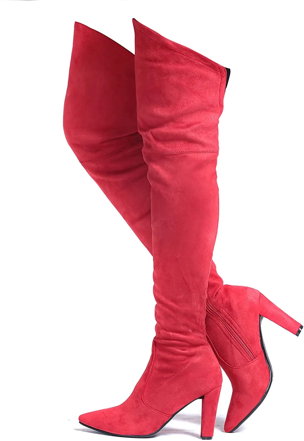 

Women Stretch Suede Chunky Heel Thigh High Over The Knee Boots