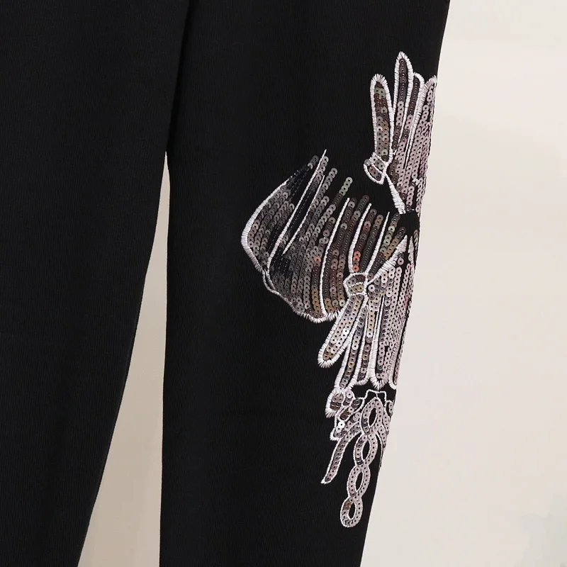 Женский джемпер с вышивкой и блестками трикотажный комплект из двух предметов