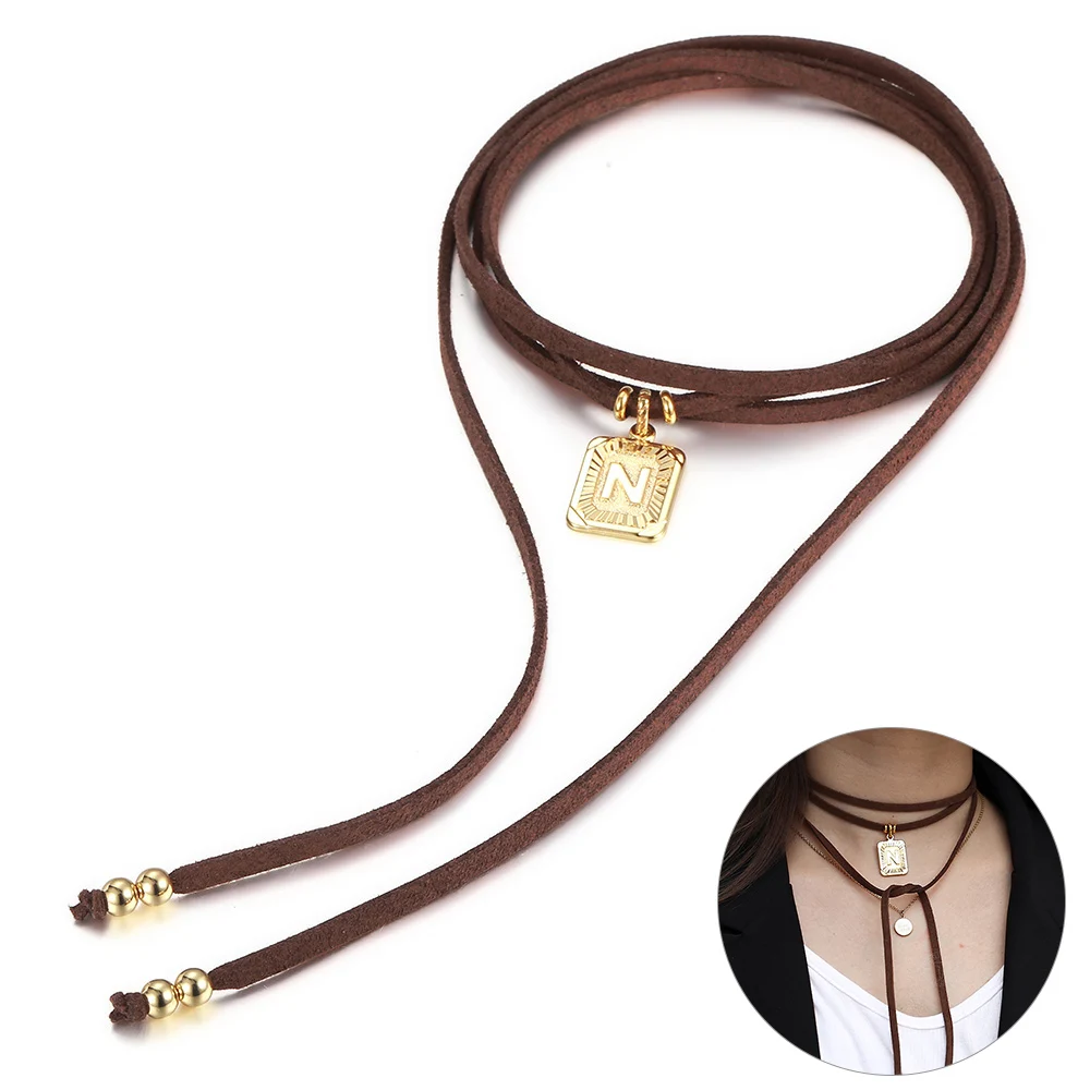 26 оригинальная подвеска с буквенным алфавитом Многослойная Бархатная кожа