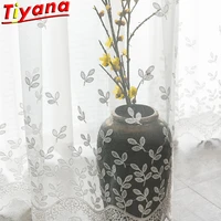 white flower embroidery tulle curtains for living room elegant screens for kitchen balcony white solid yarn x hm356vt