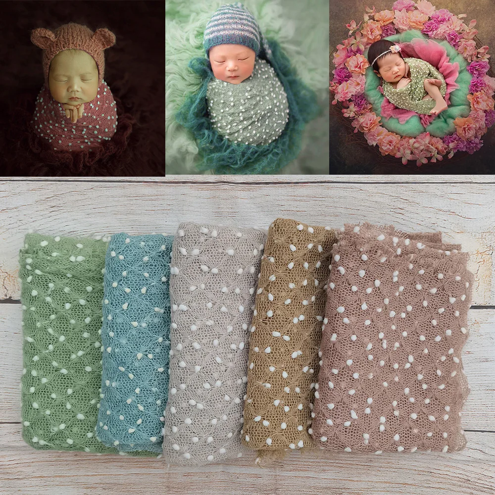 

Don&Judy Soft Baby Photo Wraps with Hat 2pcs Sets Newborn Boys Girls Photography Swaddle Blanket Infant Picture Prop Accessories