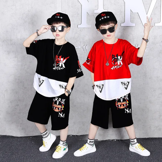 Спортивный костюм для мальчиков-подростков хлопковая футболка и шорты комплект