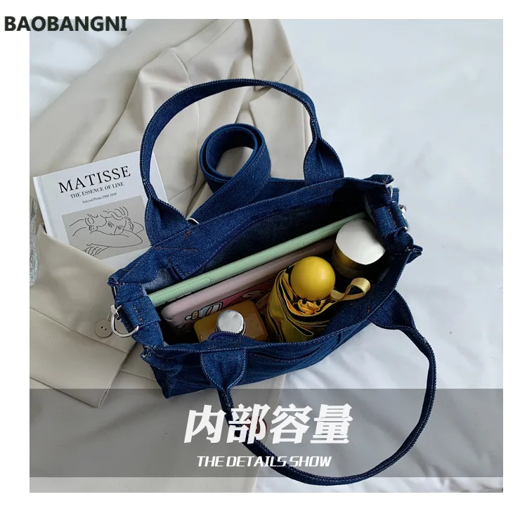 Big capacity Women Shoulder Bags Casual Denim Female Crossbody Bags Fashion Lady Handbags and purse blue Casual totes bolsas