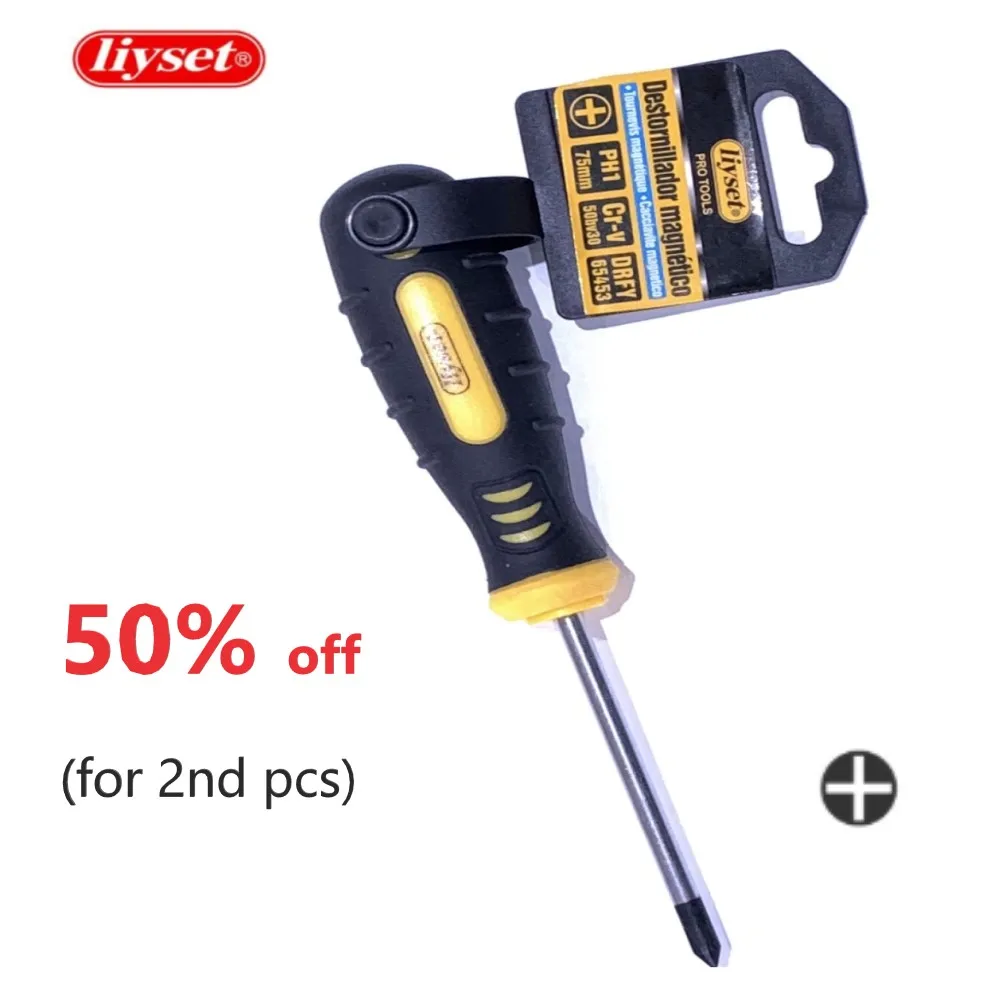 Магнитная отвертка Liyset Отвертка Phillips черного цвета с желтой ручкой | Инструменты