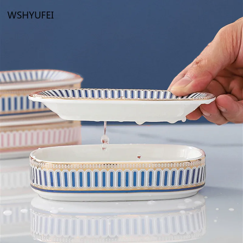 nordic light luxury ceramic soap dish soap container jewelry watch storage rack hotel household shower tray bathroom decoration free global shipping