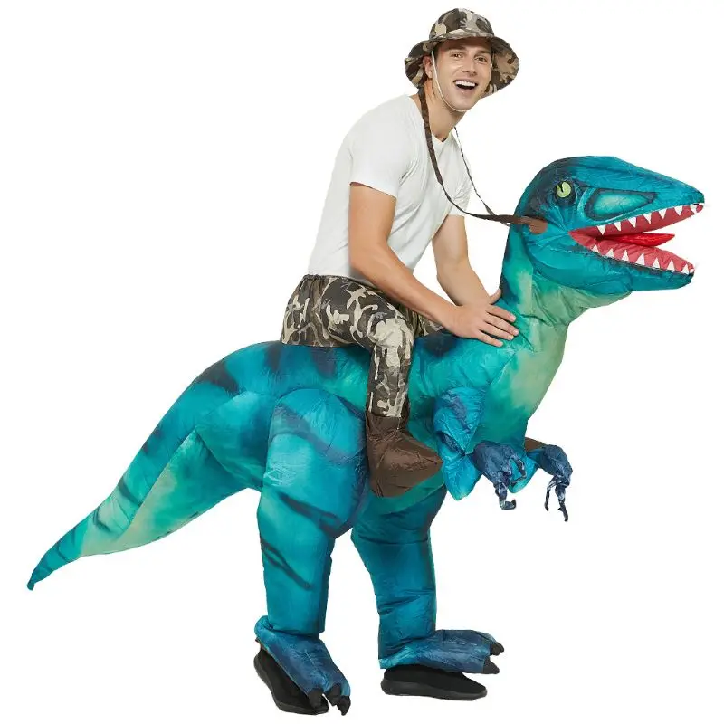 

Adult Halloween Funny Inflatable Dinosaur Rider Costume Festival Carnival Cosplay Riding Velociraptor Suit Fancy Dress 85LB