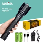 Мощный фонарик XHP160, 16 ядер, яркий фонарь с фокусировкой, 10000 мАч, 26650, походный тактический охотничий фонарь с USB-зарядкой