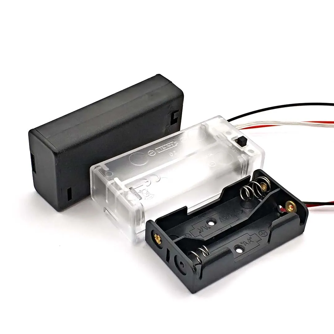 Черный прозрачный пластиковый чехол для хранения батареек типа АА держатель с 2