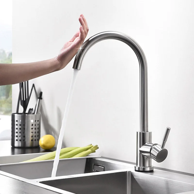 1270-M-brushed-touch Сенсорный кухонный кран Senducs Выдвижная кухонная раковина из нержавеющей стали кран Интеллектуальный матовый датчик кран и смеситель для кухонной раковины - Цвет: 1270-M-brushed-touch