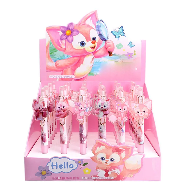 

36 pcs/lot Creative Fox Press Gel Pen Cute 0.5mm black Ink Signature Pens Promotional Gift Office School Supplies