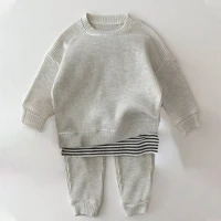 6m 3t spring autumn cotton kintting baby boys girls clothes sets loose tracksuit pullovers topspants 2pcs sets korean clothing
