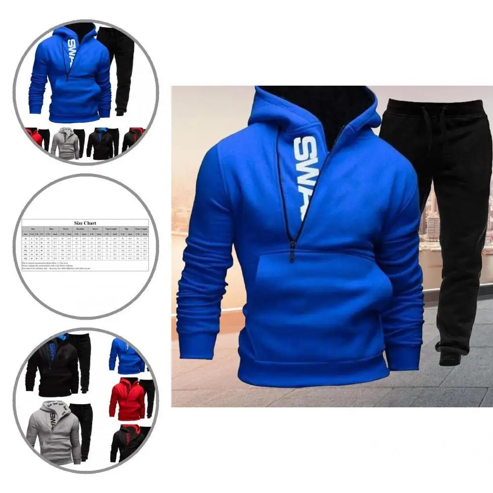

Popular Hoodie Pants Set Loose Activewear Patchwork Large Pocket Sweatshirt Sweatpants Men Sets Sport Outfit 1 Set