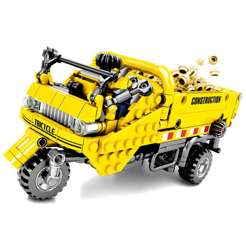 Трицикл самосвал строительные блоки для автомобилей Engineering город Детские кубики