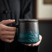 luwu japanese ceramic tea cup with infuser mountain coffee tea mug 450ml