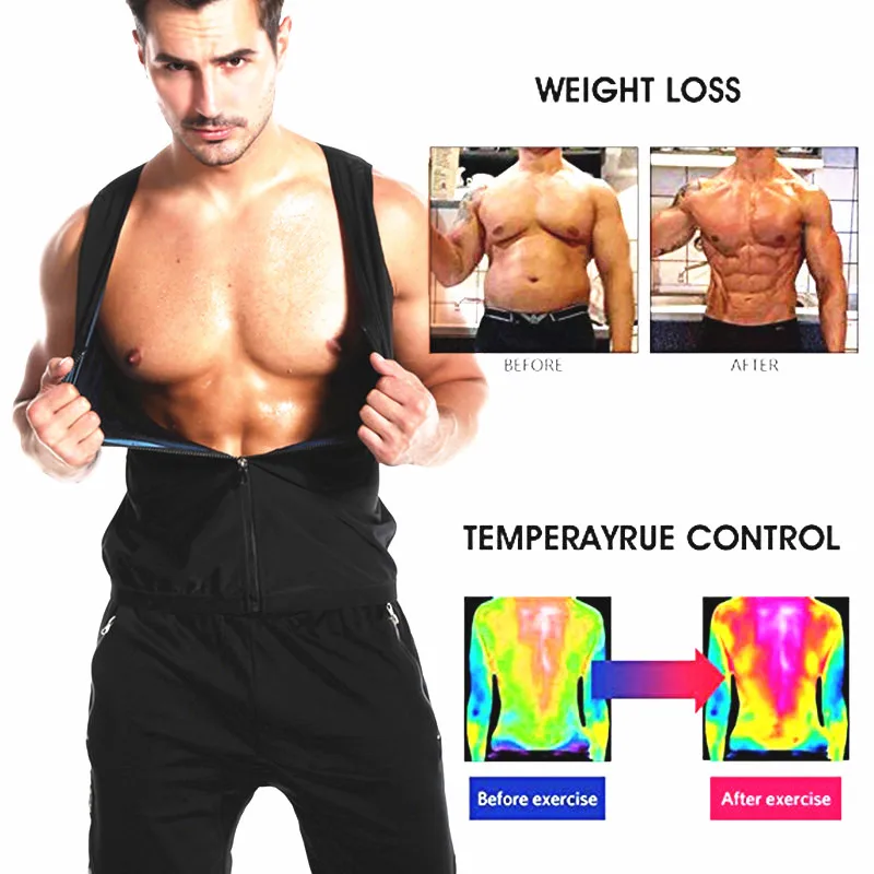 Мужская майка для похудения на молнии тренировочная рубашка и потери веса костюм