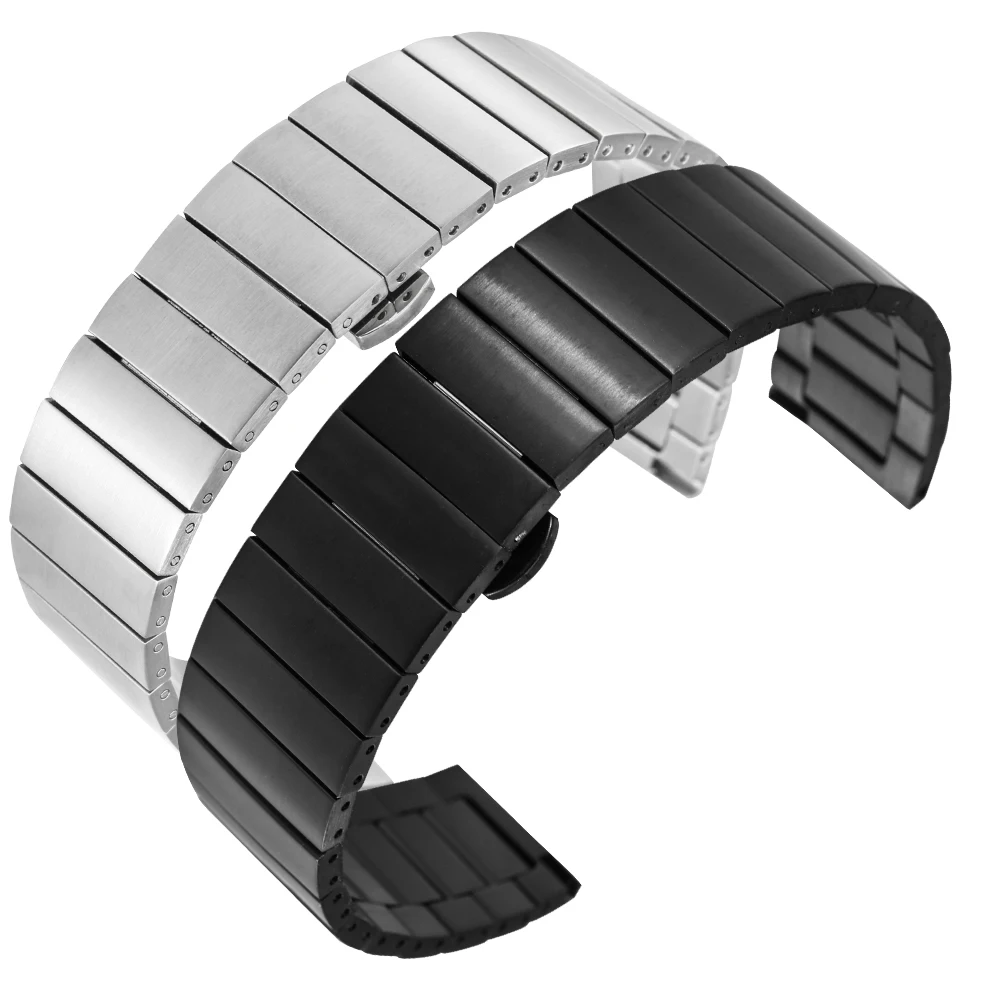 

Suitable for Samsung Huawei GT2 One Bead Watch Strap Bamboo Strap 22mm Stainless Steel Solid Butterfly Buckle Strap