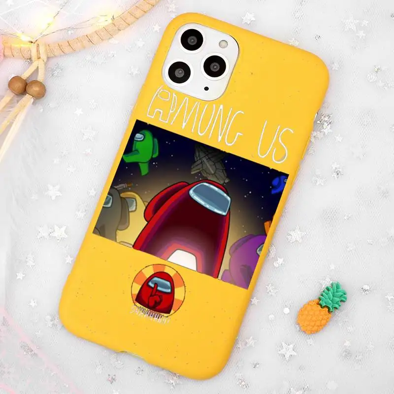 

Among us hot game FUNNY fashion Phone Case Candy Color Yellow for iPhone 11 12 pro XS MAX 8 7 6 6S Plus X 5S SE 2020 XR