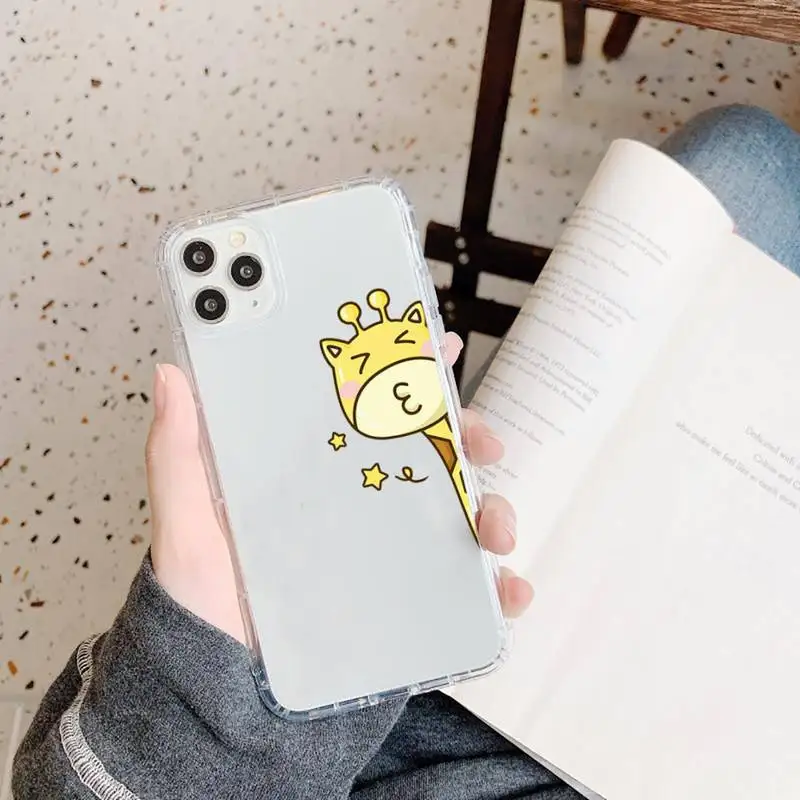 

Cute Cartoon Giraffe animal Phone Case Transparent for iPhone 11 12 mini pro XS MAX 8 7 6 6S Plus X 5S SE 2020 XR