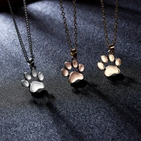 gold rose gold silver color cute dog paw hollow cat paw with heart pendant clavicle chain necklace female sweet jewelry