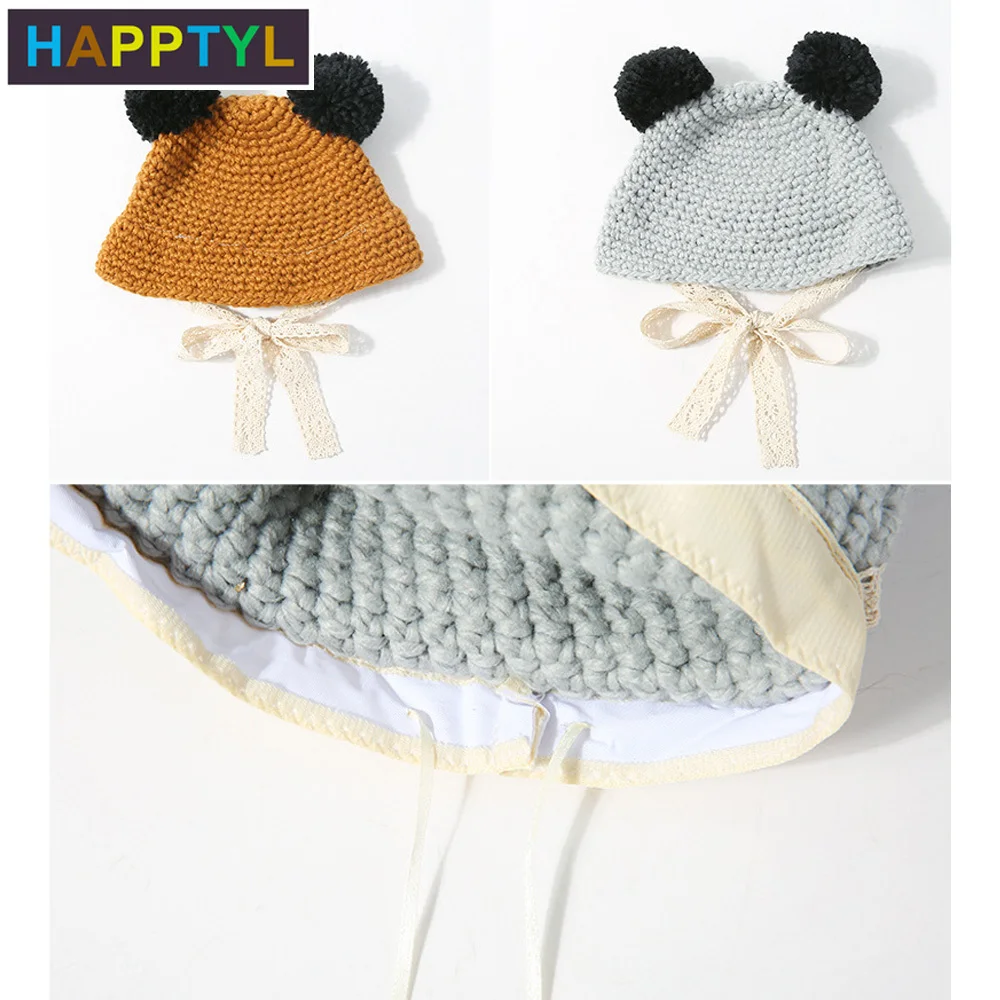HAPPTYL/1 шт. Милые вязаные шапки для детей Зимняя Теплая Шапка бини маленьких