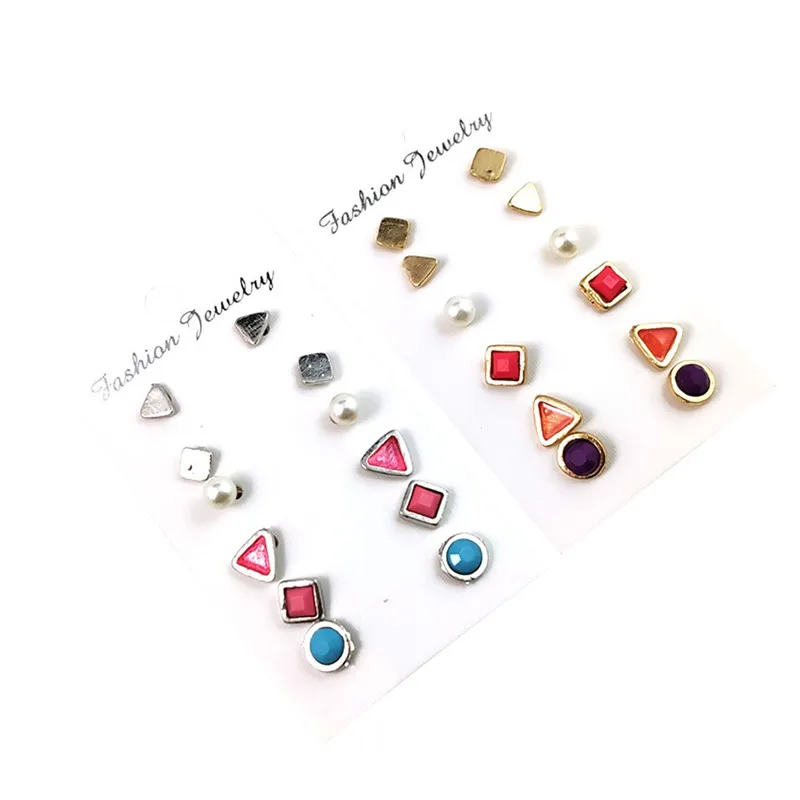 Женские серьги гвоздики Модная бижутерия 6 пар простых дорожных сережек