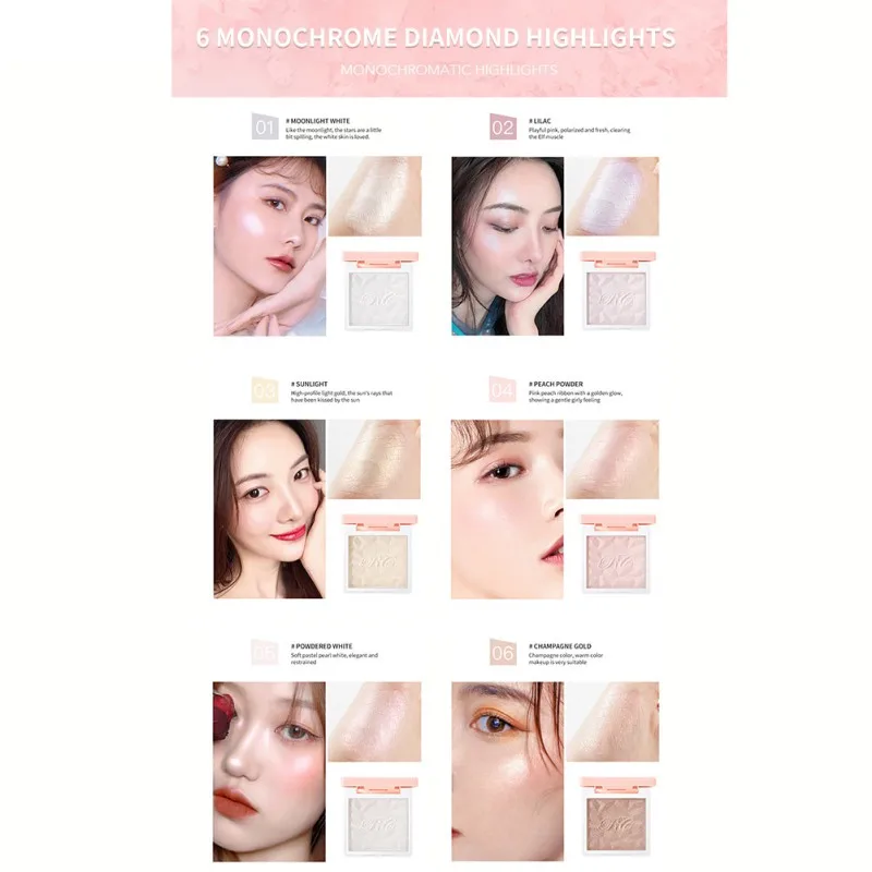 

Highlighter Presses Powder Brighten Makeup Effect Waterproof Smudge-proof Luminous Powder Cosmetic Face Maquiagem
