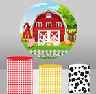 Круглый фон для фотосъемки с изображением животных из мультфильма фермы для детского дня рождения настольная Обложка плакат YY688