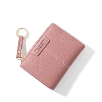new yellow women wallet soft pu leather female purse mini hasp card holder coin short wallets slim small purse zipper keychain