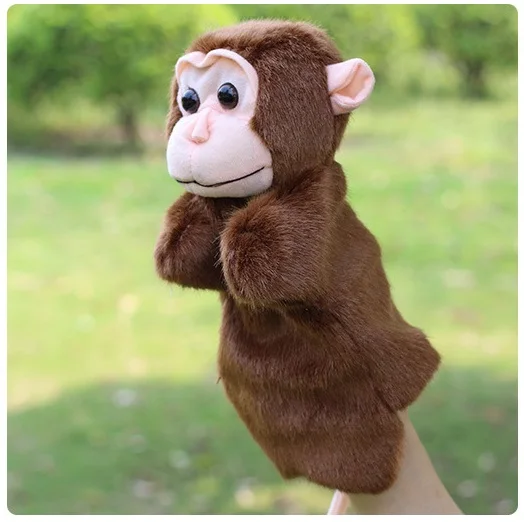 Hand Puppet Моделирование животных Медведь Панда Свинья собака ручной кукольный плюшевый ручной Мопс ручной поп куклы Обучающие Развивающие игрушки марионеты - Цвет: Hand Puppet