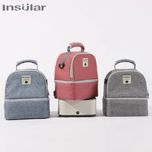 Insular Multi-functional Mummy Backpack Milk Bag Double Breast Mill Cooler Bag Baby Travel Carrying  Backpack Bag