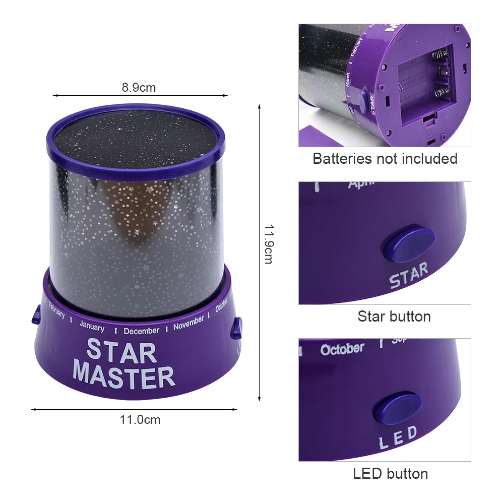 LED Night Star Moon Lamp Light Projector Children Kid Baby Romantic Colorful Decor Battery Projection | Лампы и освещение